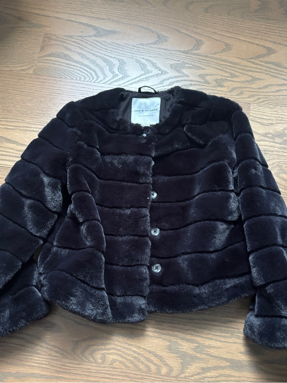Janie and Jack Black Faux Fur Button-Front Jacket